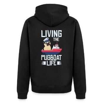 Schlepper Mopsboot Leben Segeln Mops Eigner Boot - Unisex Premium Bio Zip Hoodie - Schwarz - Hinten - Nico (187cm)