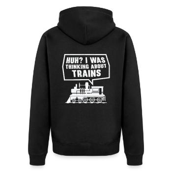 Zuglokomotive Transport Eisenbahnbegeisterte - Unisex Premium Bio Zip Hoodie - Schwarz - Hinten - Nico (187cm)