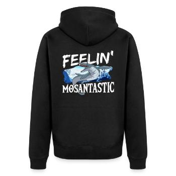 Feelin' Mosantastic Mosasaurus Prehistoric - Unisex Premium Bio Zip Hoodie - Schwarz - Hinten - Nico (187cm)