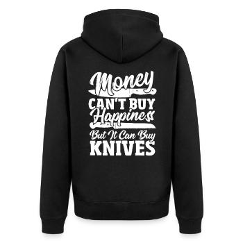 Money Can't Buy Happiness But Knives Knife - Unisex Premium Bio Zip Hoodie - Schwarz - Hinten - Nico (187cm)