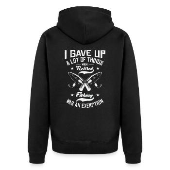 Angeln war eine Befreiung Lustiges Angelhobby im - Unisex Premium Bio Zip Hoodie - Schwarz - Hinten - Nico (187cm)