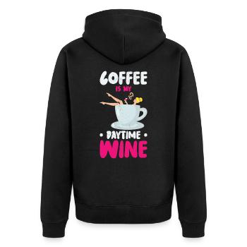 Coffee Caffeine Wine Drinking Coffee Addict - Unisex Premium Organic Zip Hoodie - black - Back - Nico (187cm)