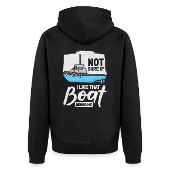 Schlepper Segler Kapitän Bootseigner Meer - Unisex Premium Bio Zip Hoodie - Schwarz - Hinten - Nico (187cm)