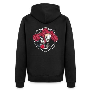 Infinite Love and Romance Gothic Bones Skeleton - Unisex Premium Bio Zip Hoodie - Schwarz - Hinten - Nico (187cm)