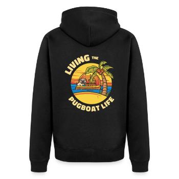 Schlepper Mopsboot Leben Segeln Mops Eigner Boot - Unisex Premium Bio Zip Hoodie - Schwarz - Hinten - Nico (187cm)