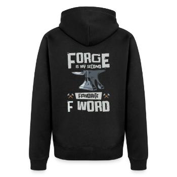 Schmiedeschmiede F Wort Messerherstellung - Unisex Premium Bio Zip Hoodie - Schwarz - Hinten - Nico (187cm)
