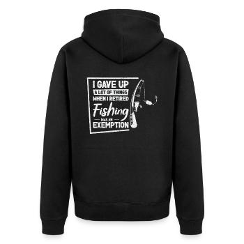 Angeln war eine Befreiung Lustiges Angelhobby im - Unisex Premium Bio Zip Hoodie - Schwarz - Hinten - Nico (187cm)