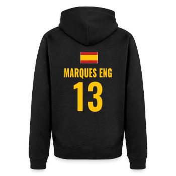 Spain Soccer Booze Jersey For Groups - Unisex Premium Organic Zip Hoodie - black - Back - Nico (187cm)