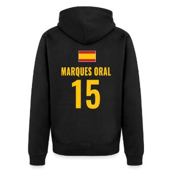 Spain Soccer Booze Jersey For Groups - Unisex Premium Organic Zip Hoodie - black - Back - Nico (187cm)