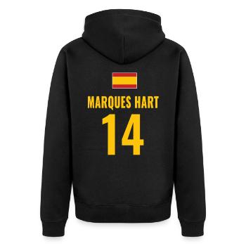 Spain Soccer Booze Jersey For Groups - Unisex Premium Organic Zip Hoodie - black - Back - Nico (187cm)