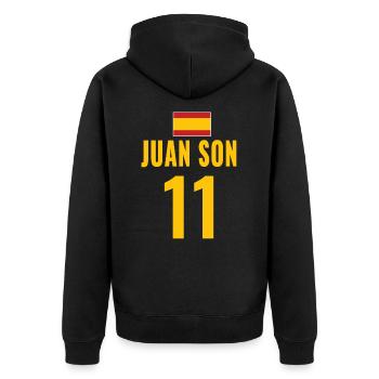 Spain Soccer Booze Jersey For Groups - Unisex Premium Organic Zip Hoodie - black - Back - Nico (187cm)