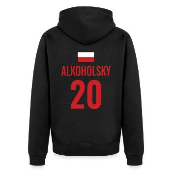 Fußball Sauf Trikot Polen Mallorca Party Gruppen - Unisex Premium Bio Zip Hoodie - Schwarz - Hinten - Nico (187cm)