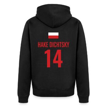 Fußball Sauf Trikot Polen Mallorca Party Gruppen - Unisex Premium Bio Zip Hoodie - Schwarz - Hinten - Nico (187cm)