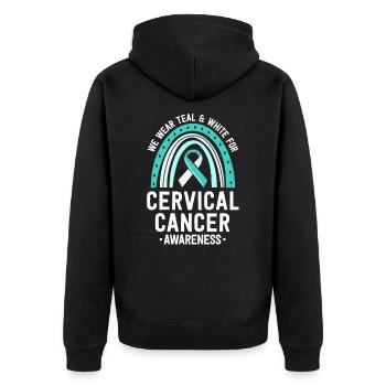 Sensibilisation au cancer du col de l’utérus Teal White Ribbon Boho - Veste à capuche bio Premium Unisexe - noir - Dos - Nico (187cm)