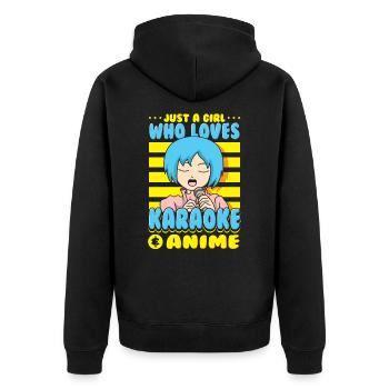 Just A Girl Karaoke Anime Sängerin Singen - Unisex Premium Bio Zip Hoodie - Schwarz - Hinten - Nico (187cm)