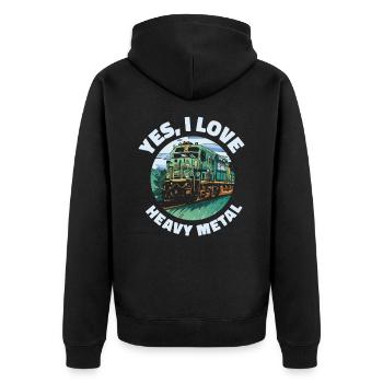 Zugverkehr Lokomotive Heavy Metal - Unisex Premium Bio Zip Hoodie - Schwarz - Hinten - Nico (187cm)