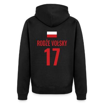 Fußball Sauf Trikot Polen Mallorca Party Gruppen - Unisex Premium Bio Zip Hoodie - Schwarz - Hinten - Nico (187cm)