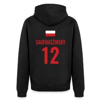 Fußball Sauf Trikot Polen Mallorca Party Gruppen - Unisex Premium Bio Zip Hoodie - Schwarz - Hinten - Nico (187cm)