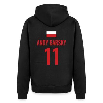 Fußball Sauf Trikot Polen Mallorca Party Gruppen - Unisex Premium Bio Zip Hoodie - Schwarz - Hinten - Nico (187cm)
