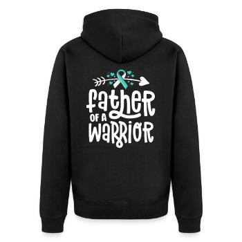 Father Of A Warrior Teal Cervical Cancer Family - Unisex Premium Organic Zip Hoodie - black - Back - Nico (187cm)