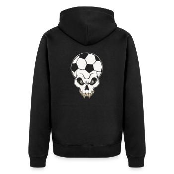 Cooler Fußball Schädel Fußballiebhaber Fan Sport - Unisex Premium Bio Zip Hoodie - Schwarz - Hinten - Nico (187cm)
