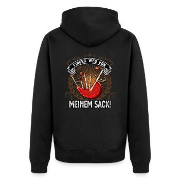 Finger Weg Von Meinem Dudelsack Lustiges Männer - Unisex Premium Bio Zip Hoodie - Schwarz - Hinten - Nico (187cm)