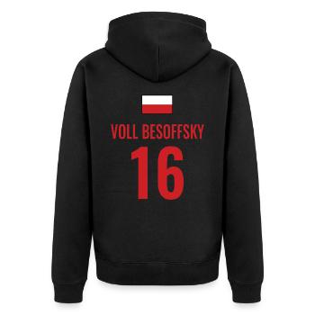 Fußball Sauf Trikot Polen Mallorca Party Gruppen - Unisex Premium Bio Zip Hoodie - Schwarz - Hinten - Nico (187cm)