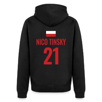 Fußball Sauf Trikot Polen Mallorca Party Gruppen - Unisex Premium Bio Zip Hoodie - Schwarz - Hinten - Nico (187cm)