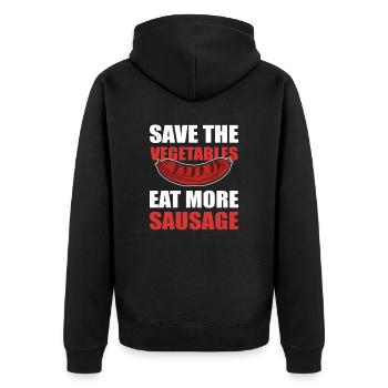 Grillen Grill BBQ Bier Steak Grillkönig Grillmeist - Unisex Premium Bio Zip Hoodie - Schwarz - Hinten - Nico (187cm)