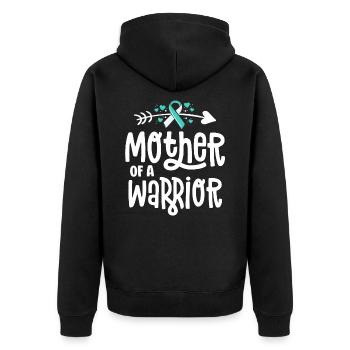 Mother Of A Warrior Teal Cervical Cancer Family - Unisex Premium Organic Zip Hoodie - black - Back - Nico (187cm)