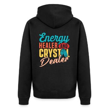 Médecine énergétique Guérison Cristaux d’énergie positive - Veste à capuche bio Premium Unisexe - noir - Dos - Nico (187cm)