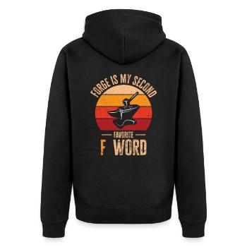 Schmiedeschmiede F Wort Messerherstellung - Unisex Premium Bio Zip Hoodie - Schwarz - Hinten - Nico (187cm)