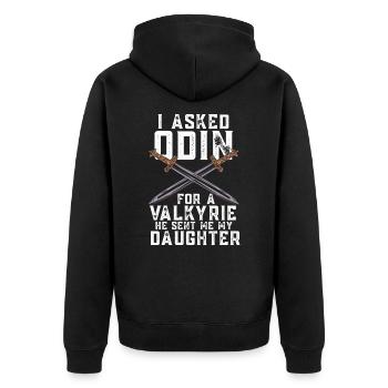 I Ask Odin For A Valkyre Viking Nordic Myth - Unisex Premium Organic Zip Hoodie - black - Back - Nico (187cm)