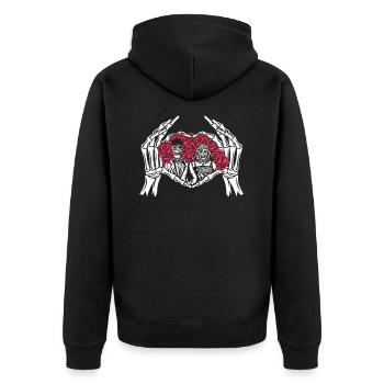 Infinite Love and Romance Gothic Bones Skeleton - Unisex Premium Bio Zip Hoodie - Schwarz - Hinten - Nico (187cm)