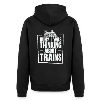 Zuglokomotive Transport Eisenbahnbegeisterte - Unisex Premium Bio Zip Hoodie - Schwarz - Hinten - Nico (187cm)