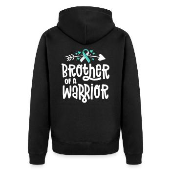 Brother Of A Warrior Teal Cervical Cancer Family - Unisex Premium Organic Zip Hoodie - black - Back - Nico (187cm)
