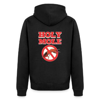 Holy Moles Pest Control Extermination - Unisex Premium Bio Zip Hoodie - Schwarz - Hinten - Nico (187cm)