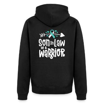 Son-In-Law Of A Warrior Cervical Cancer Family - Unisex Premium Organic Zip Hoodie - black - Back - Nico (187cm)