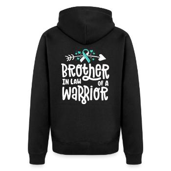 Brother-In-Law Of A Warrior Cervical Cancer - Unisex Premium Organic Zip Hoodie - black - Back - Nico (187cm)