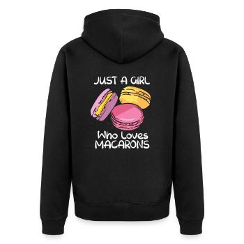 Juste une fille qui aime macarons Maaroon Français - Veste à capuche bio Premium Unisexe - noir - Dos - Nico (187cm)
