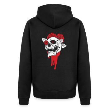 Totenköpfe und Rosen Gothic Knochen Skelett Tod - Unisex Premium Bio Zip Hoodie - Schwarz - Hinten - Nico (187cm)