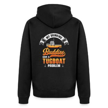 Tugboat Drinking Buddies Alcohol Tugboat Captain - Unisex Premium Organic Zip Hoodie - black - Back - Nico (187cm)