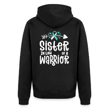 Sister-In-Law Of A Warrior Cervical Cancer Family - Unisex Premium Organic Zip Hoodie - black - Back - Nico (187cm)