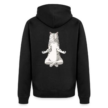Yoga Spotted British Shorthair Cat - Veste à capuche bio Premium Unisexe - noir - Dos - Nico (187cm)