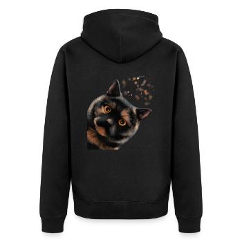 Curieux tortoise écaille british Shorthair Cat - Veste à capuche bio Premium Unisexe - noir - Dos - Nico (187cm)