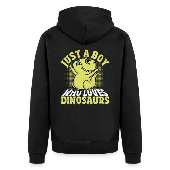 Just a Boy who loves Dinosaurs Dinosaur - Unisex Premium Organic Zip Hoodie - black - Back - Nico (187cm)