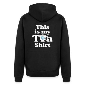 Lustige Teeparty Dies ist mein Tee-Shirt Wortspiel Tee-Zeit - Unisex Premium Bio Zip Hoodie - Schwarz - Hinten - Nico (187cm)