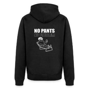 No Pants No Problem - Unisex Premium Bio Zip Hoodie - Schwarz - Hinten - Nico (187cm)