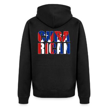 CubaRican Cuba Puerto Rico Cuban Puerto Rican - Unisex Premium Bio Zip Hoodie - Schwarz - Hinten - Nico (187cm)