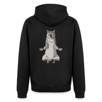 Drôle de yoga Smoke British Shorthair Cat - Veste à capuche bio Premium Unisexe - noir - Dos - Nico (187cm)